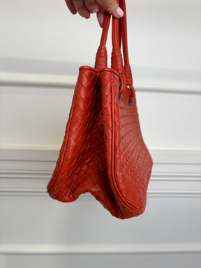 Bottega Veneta Orange Intrecciato Leather Mini Tote