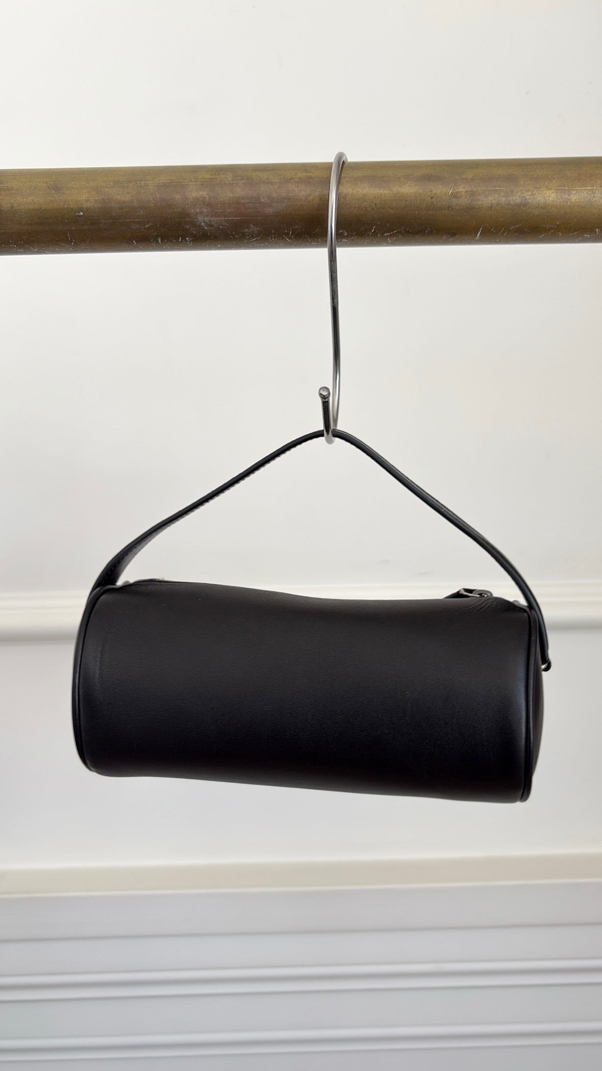 The Row Black Leather Round 90's Bag