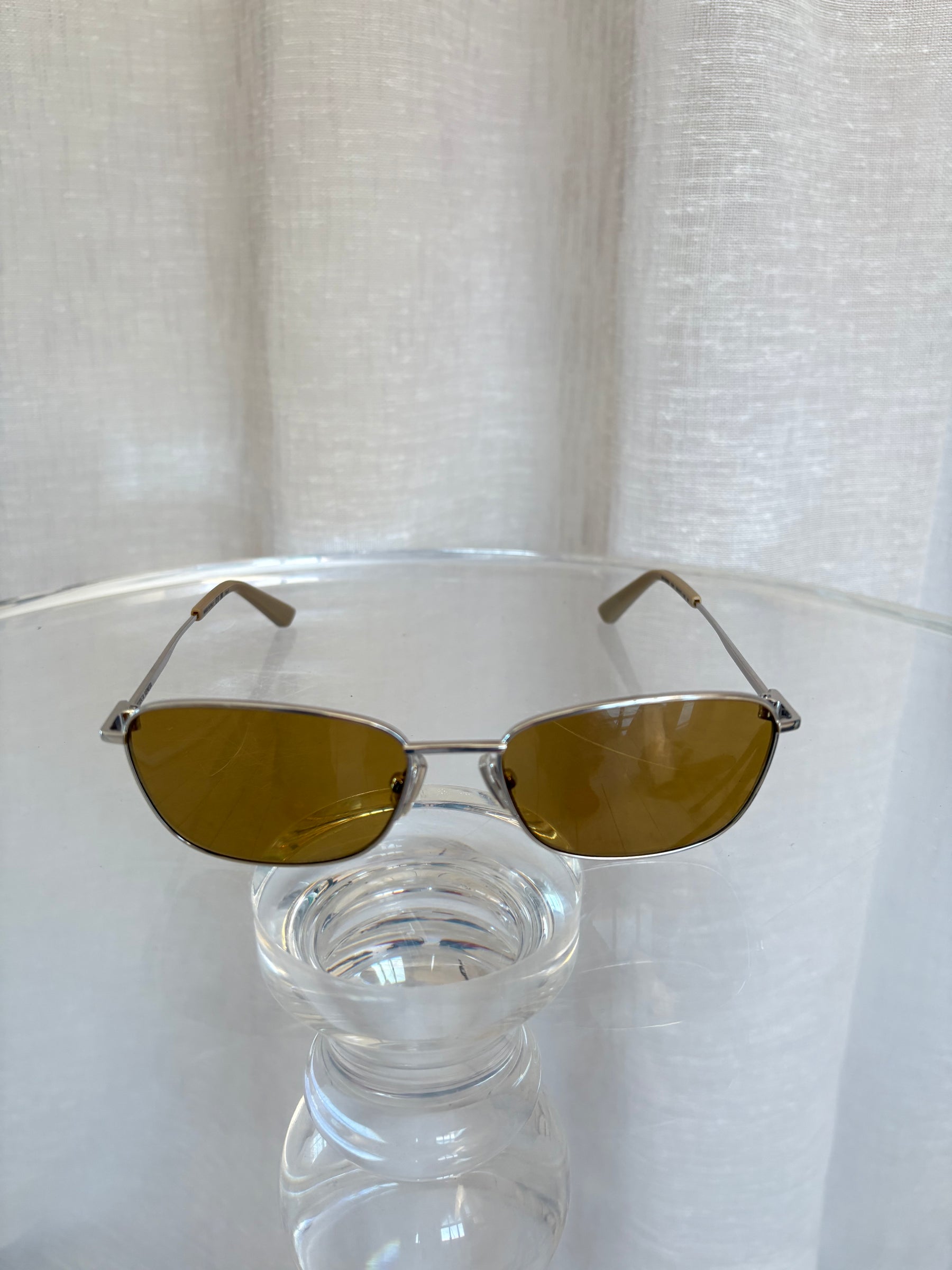 Bottega Veneta Silver Rectangular Sunglasses