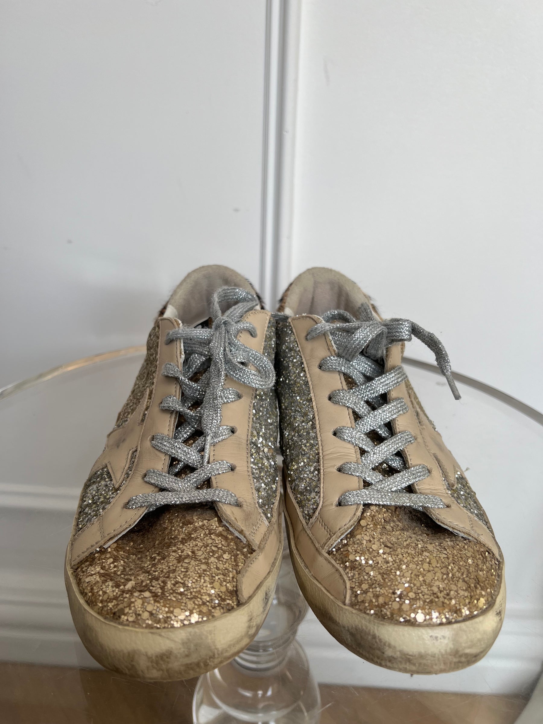 Golden Goose Super Star Glinter Sneakers Leopard Detail, 41