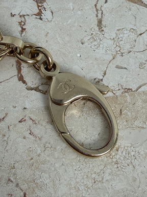 Chanel Gold Tone Fan Key Ring