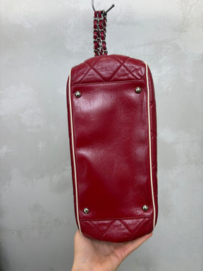 Chanel Burgundy Leather East West Accordian Flap Bag