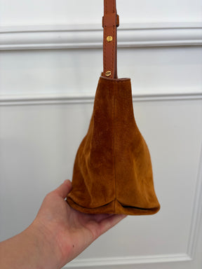 Khaite Brown Suede Augusta Crossbody Clutch