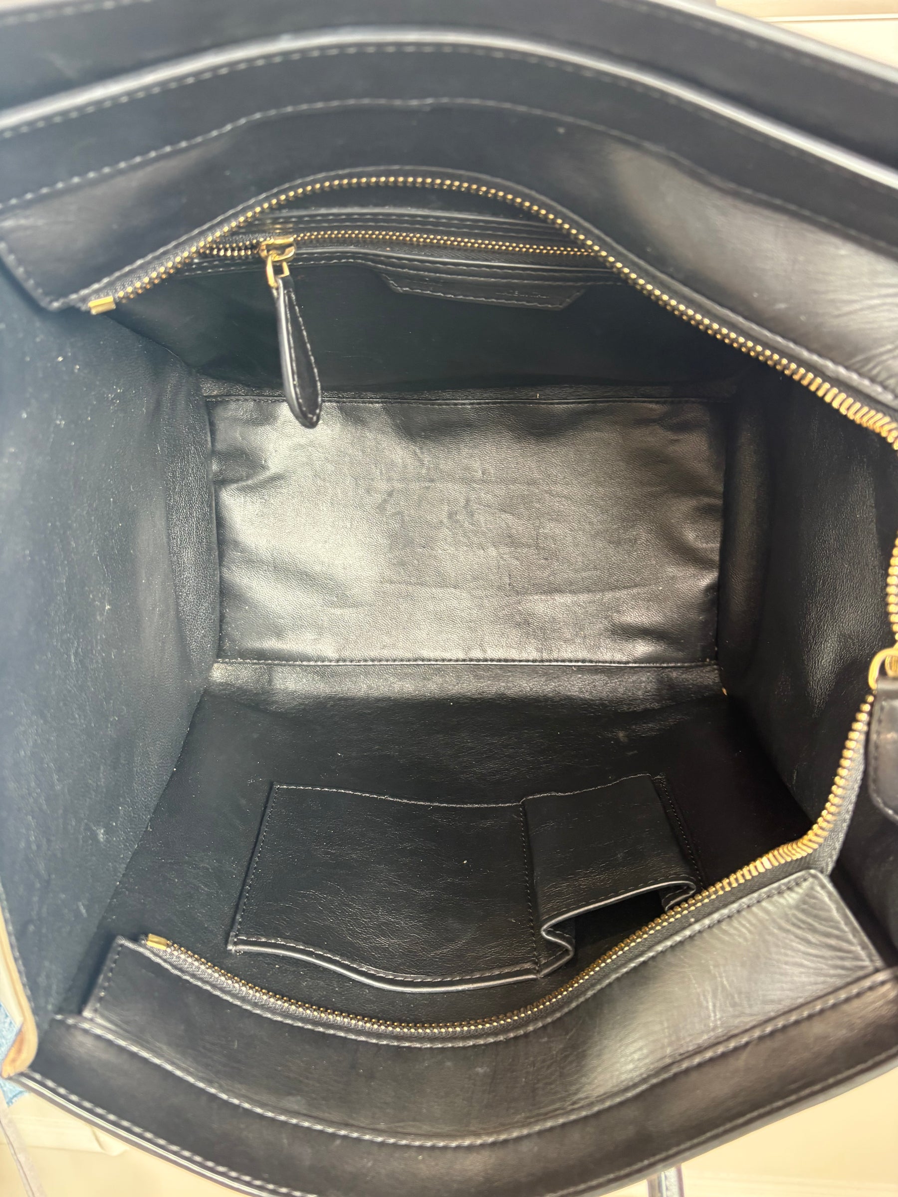 Celine Khaki Black and Taupe Leather and Suede Luggage
