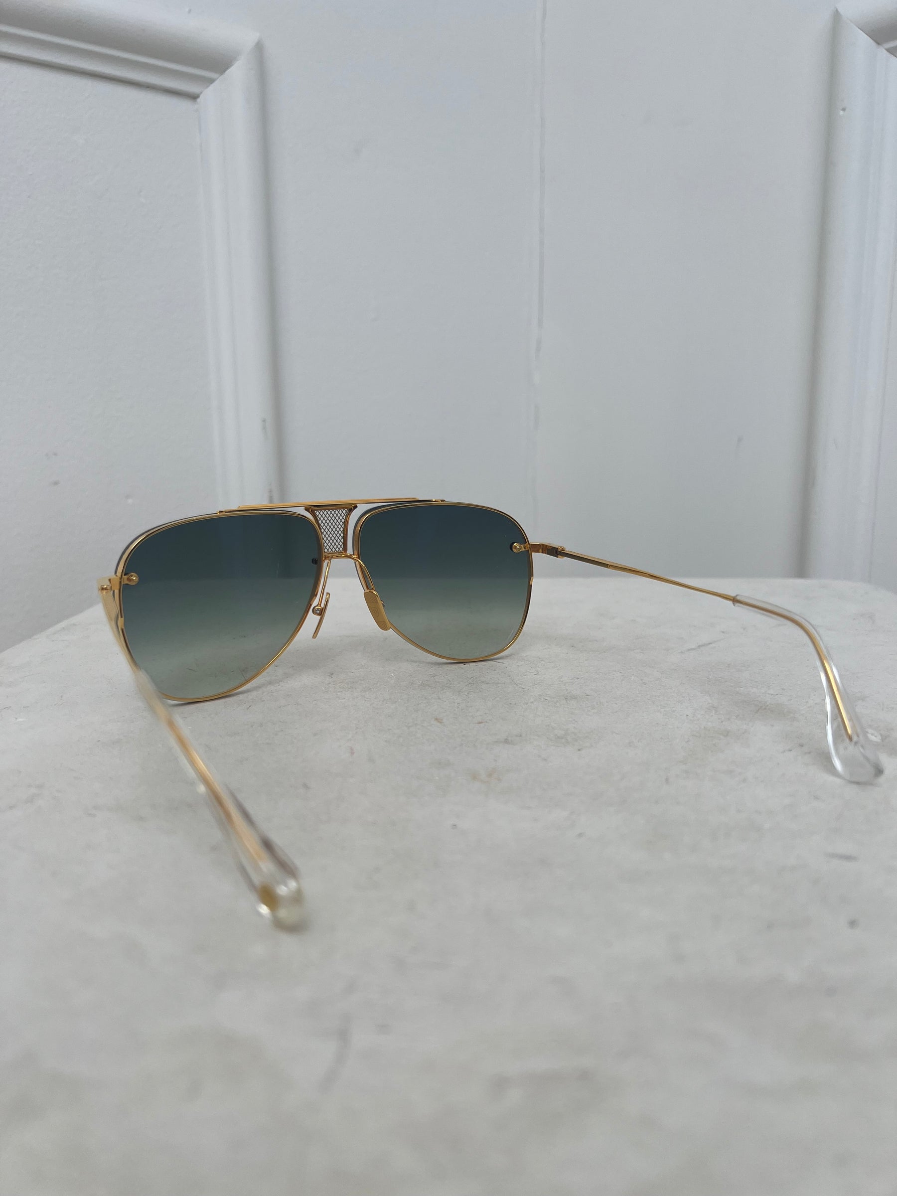 DITA Gold Tone Oversized Aviator Sunglasses