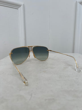 DITA Gold Tone Oversized Aviator Sunglasses