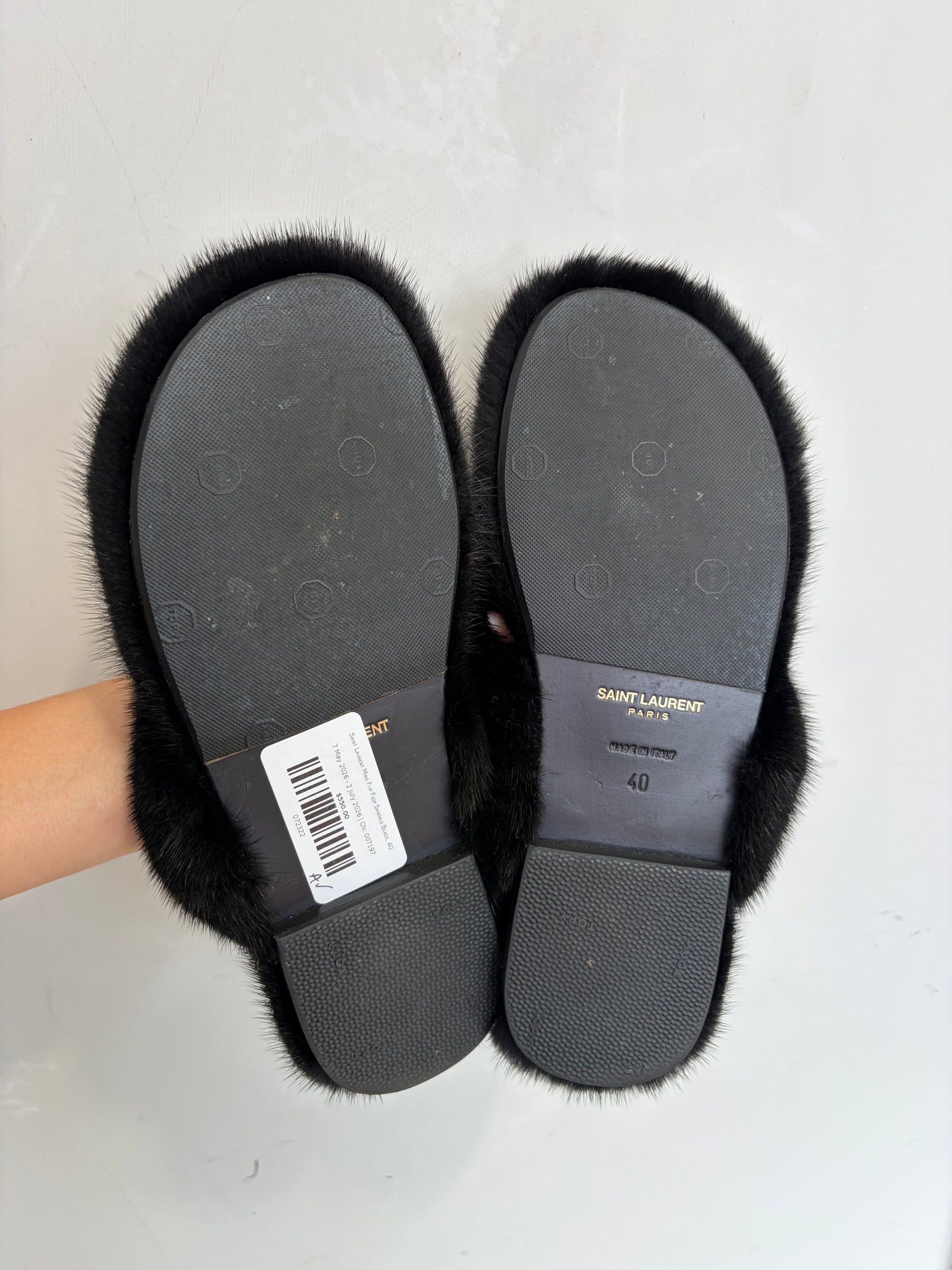 Saint Laurent Mink Flip Flop Sandals Black, 40