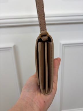 Burberry Khaki and White Monogram Logo Crossbody Wallet