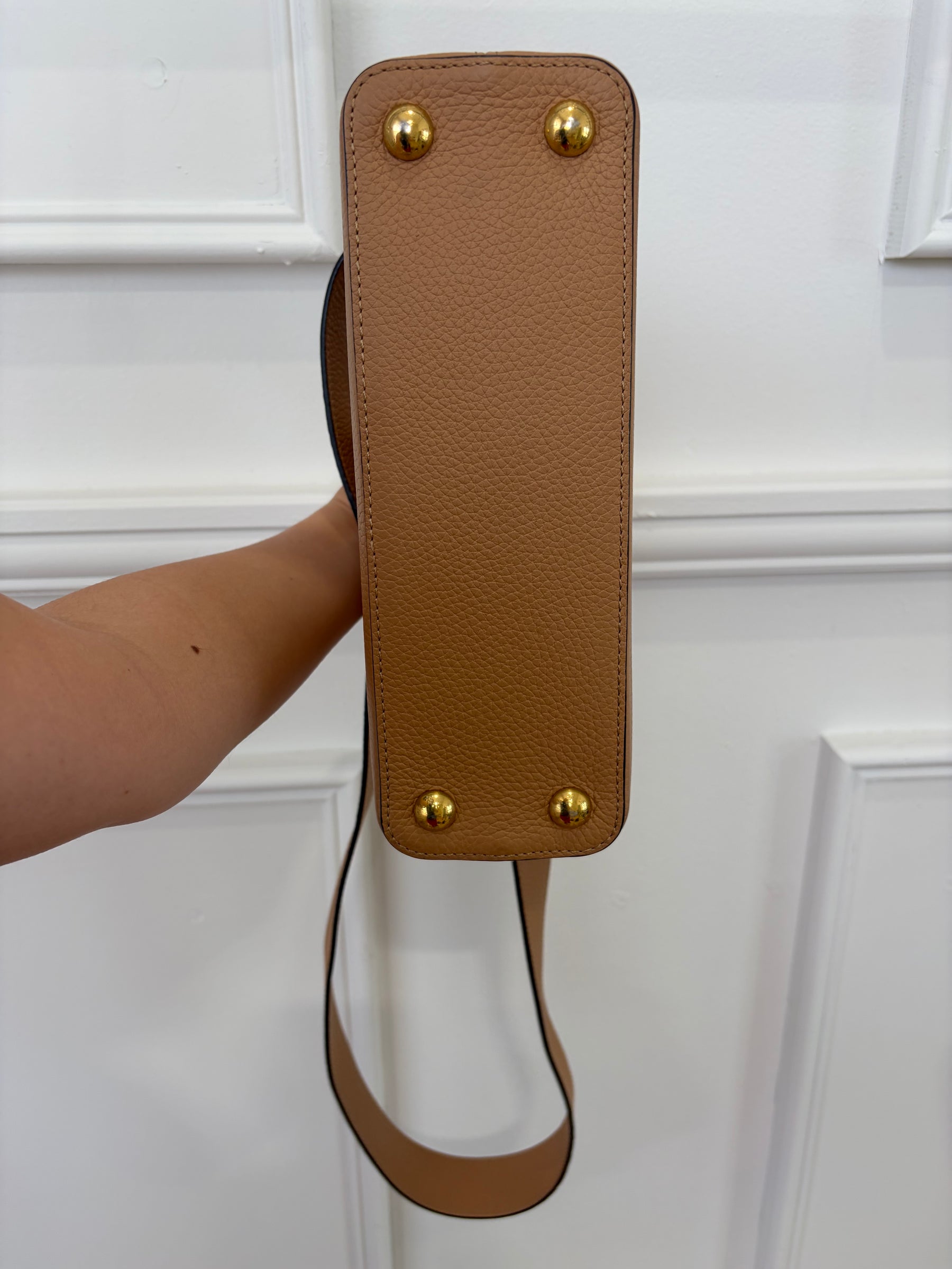 Louis Vuitton Camel Grained Leather Capucines BB with Python Leather Trim