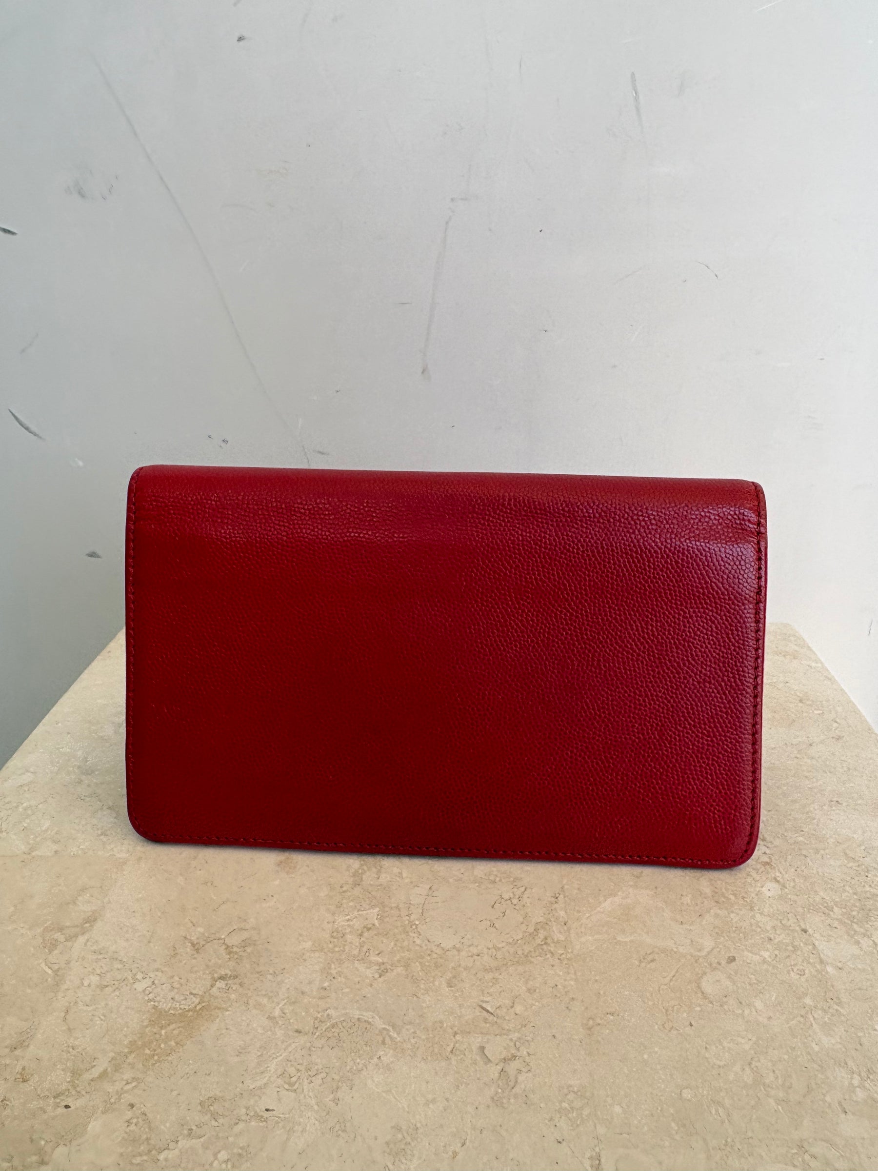 Chanel Red Caviar Leather Flap Wallet