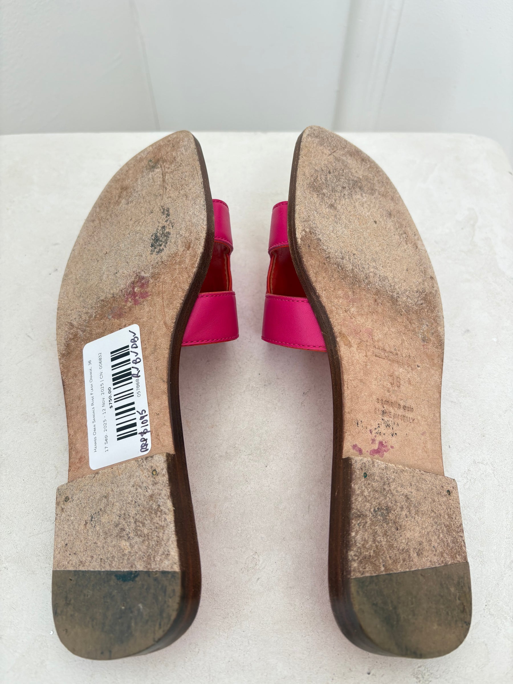 Hermès Oran Sandals Rose Flash Orange, 36