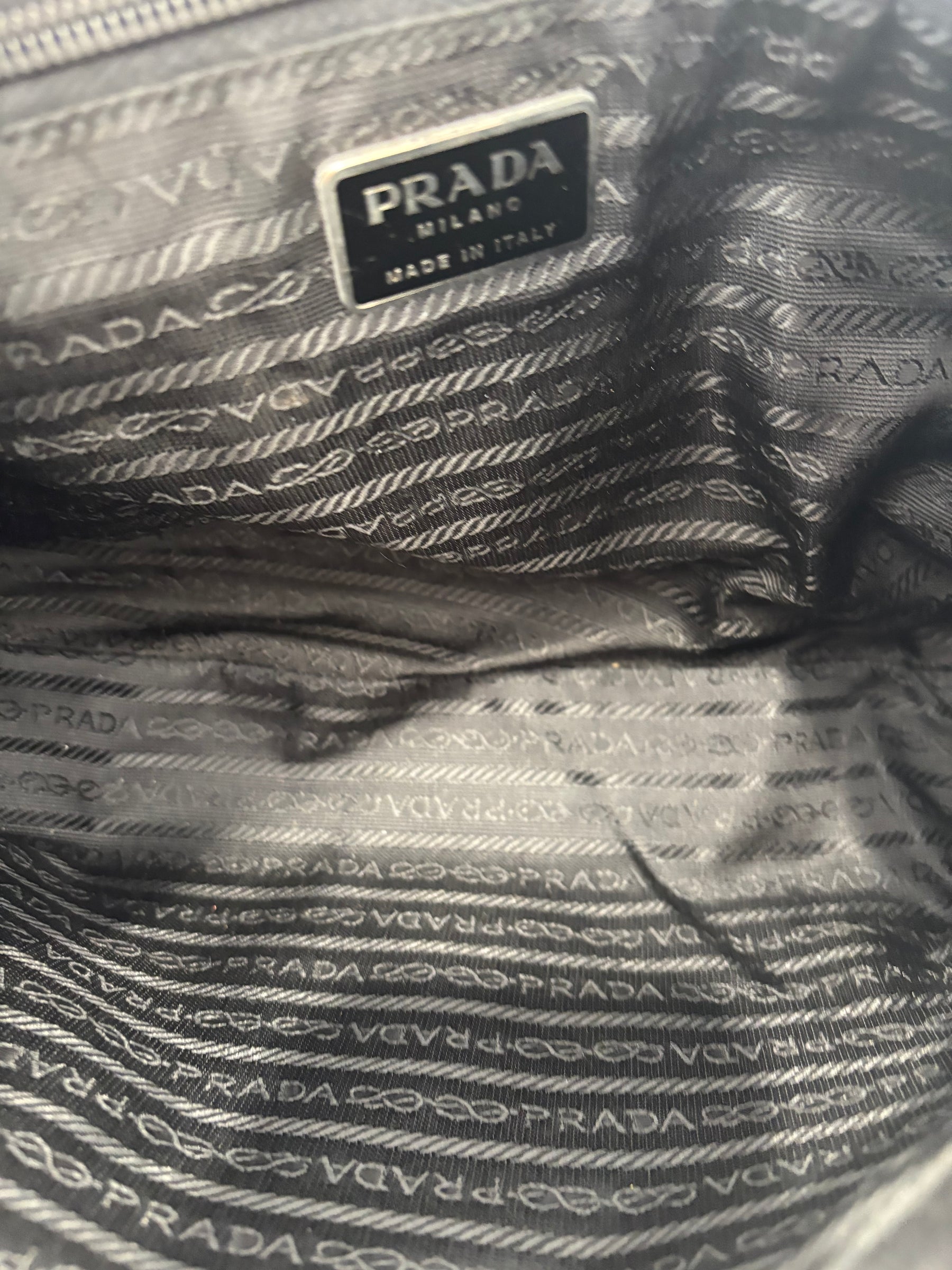 Prada Black Leather Acrylic Handle Shoulder Bag