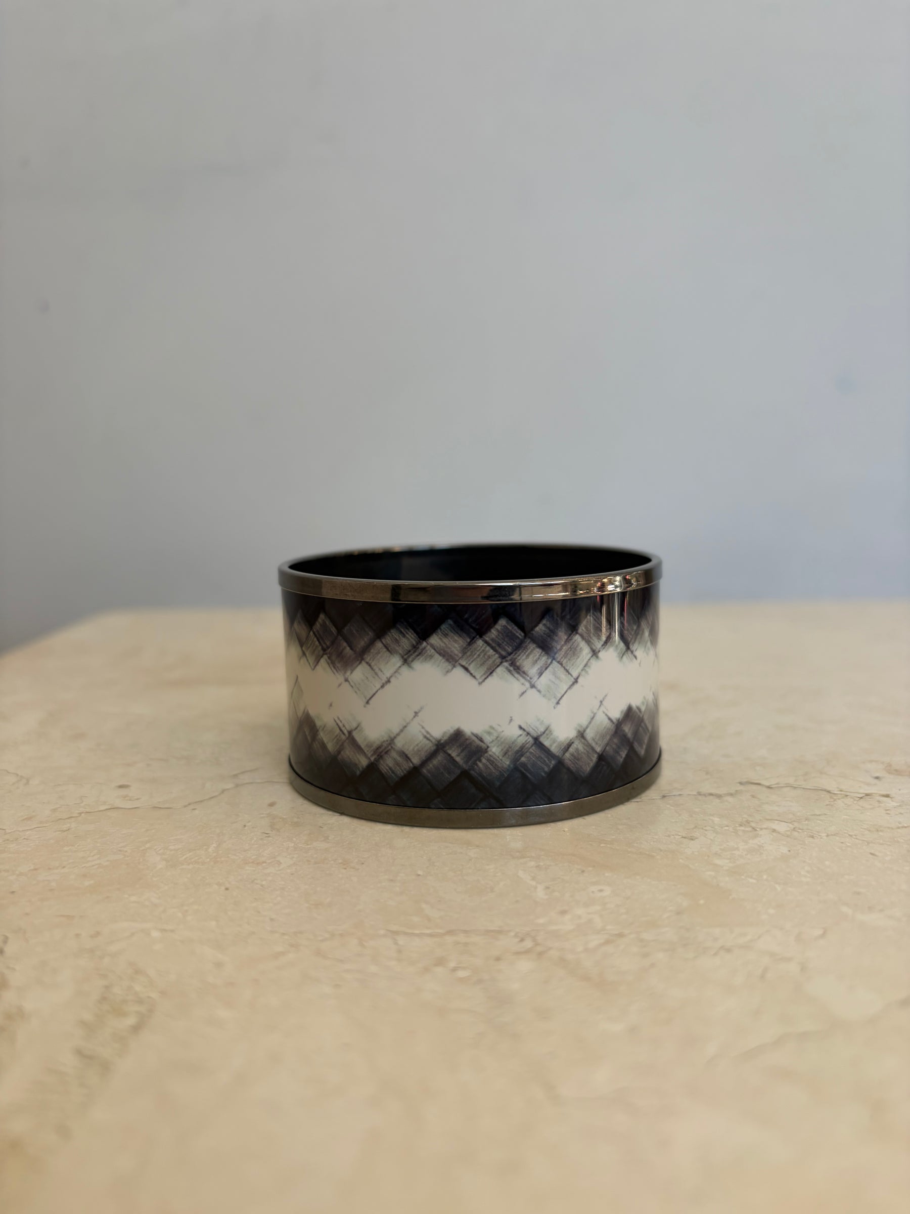 Bottega Veneta Grey and White Printed Metal Cuff