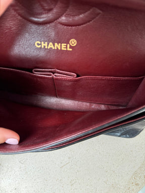 Chanel Black Chevron Leather Small Classic Flap