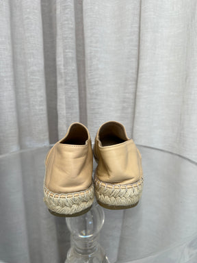 Chanel Beige and Black Leather Logo Espadrilles, 40