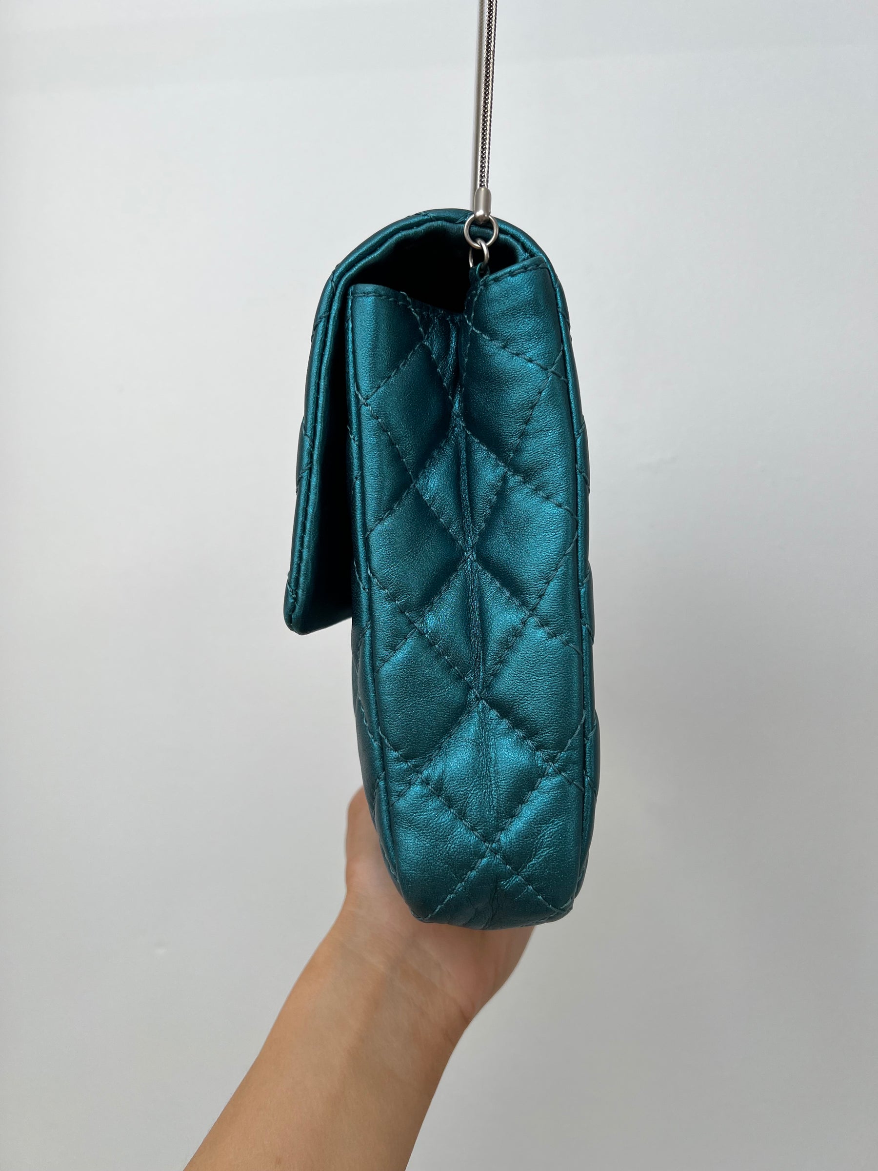 Chanel Metalic Teal Quilted Leather Reissue 2.55