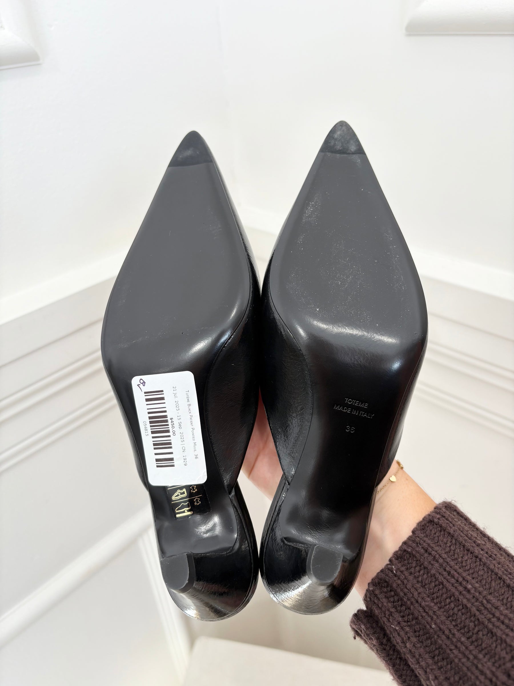 Totême Black Patent Pointed Mule, 36