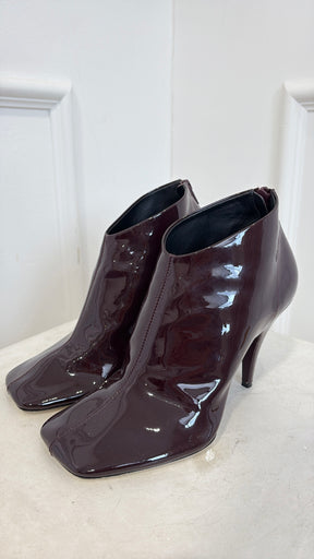 Phoebe Philo Aubergine Patent Square Toe Heeled Boot, 39