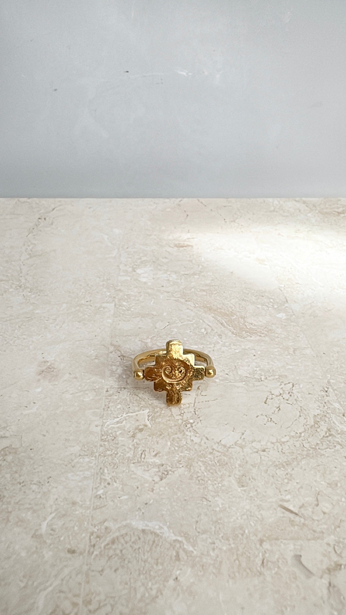 Lucy Folk Gold Tone Motif Ring, M
