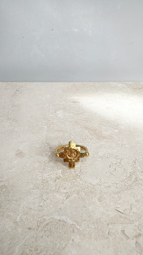 Lucy Folk Gold Tone Motif Ring, M
