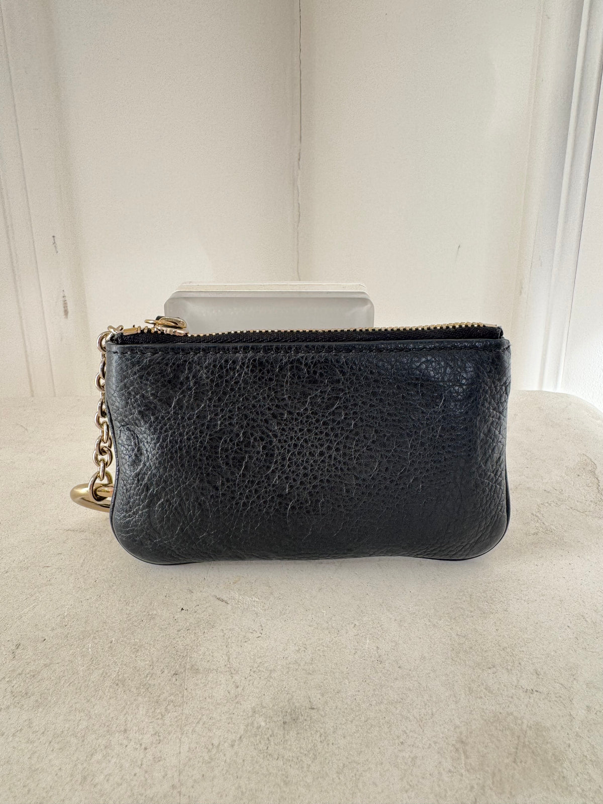 Gucci Black Leather Monogram Key Pouch