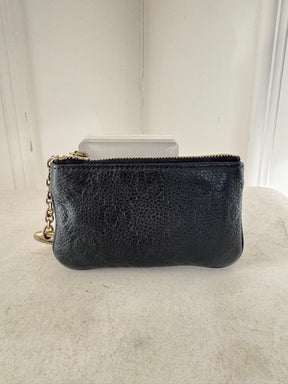 Gucci Black Leather Monogram Key Pouch