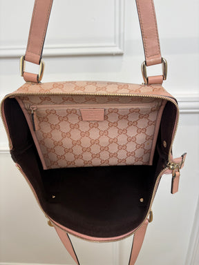 Gucci Pink Coated Canvas Monogram Medium Abbey Tote