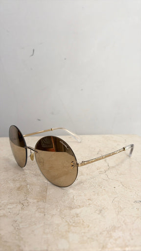 Chanel Mirrored Round Sunglasses In Gold, M