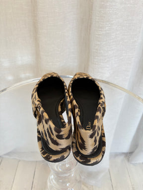 Dior Leopard Print Slingback Flats, 39.5