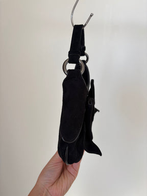 Moschino Black Suede Bow Front Mini Bag