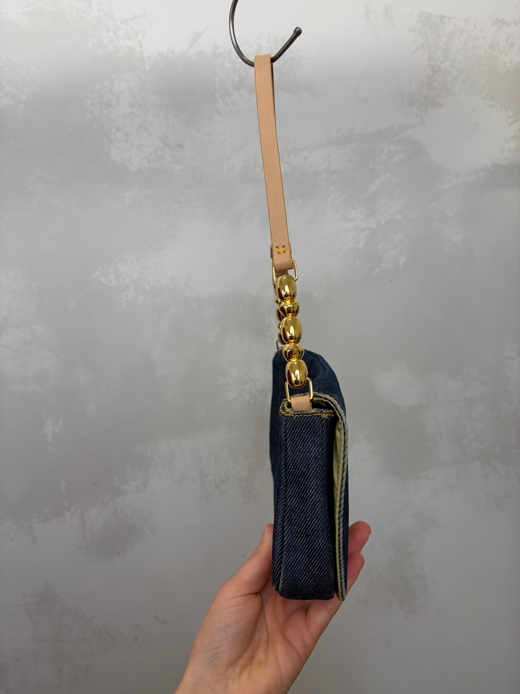 Dior Blue Denim Malice Pearl Shoulder Bag