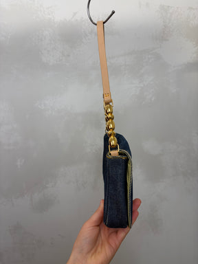 Dior Blue Denim Malice Pearl Shoulder Bag