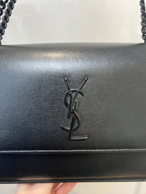 Saint Laurent Black Leather Sunset Bag with Black Hardware