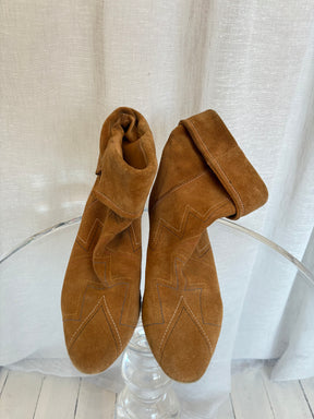 Isabel Marant Tan Suede Multi Top Stitch Ankle Boots, 40