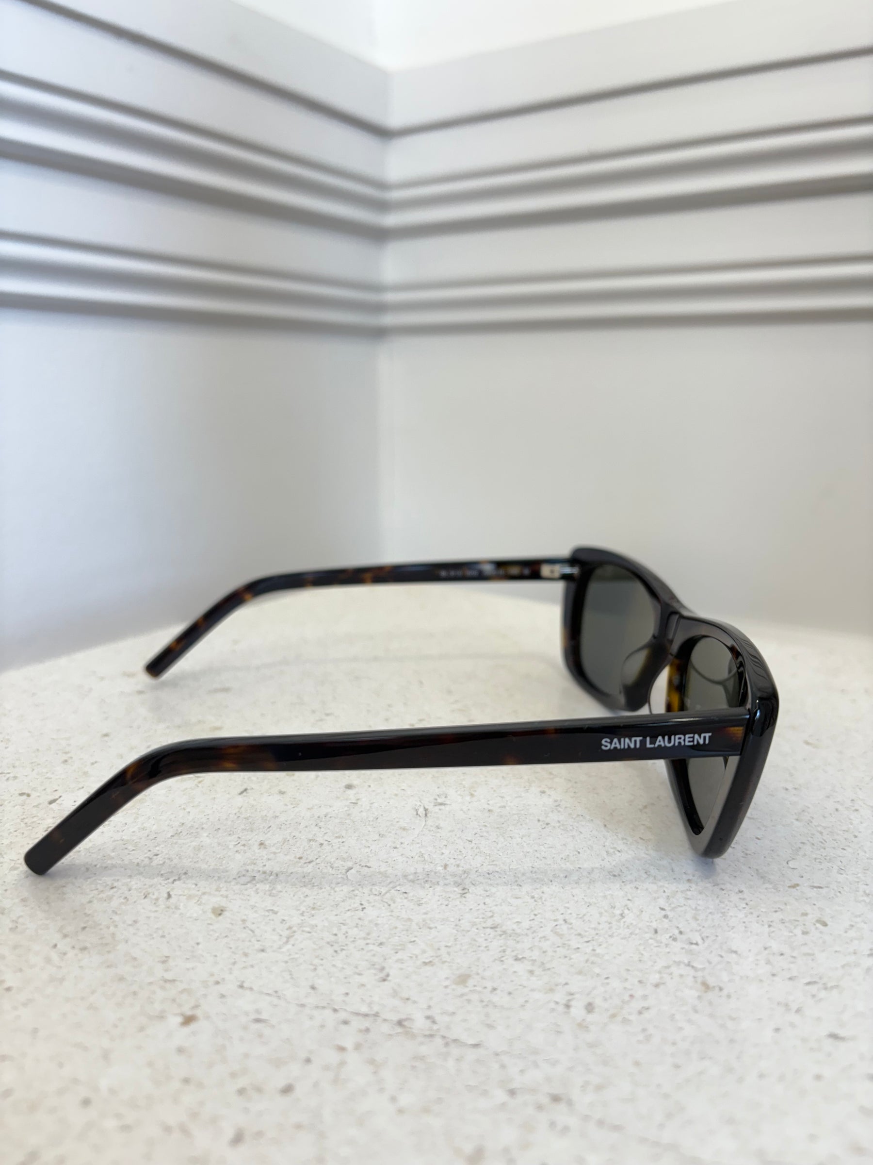 Saint Laurent Tortoiseshell Rectangle Sunglasses