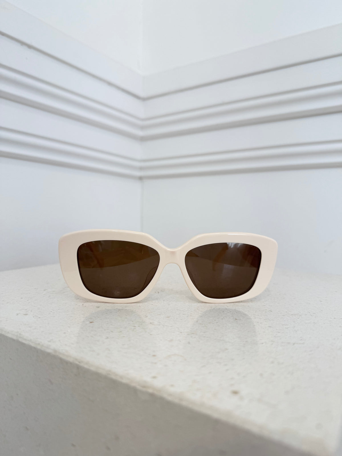 Celine Cream Rectangle Triomphe Sunglasses