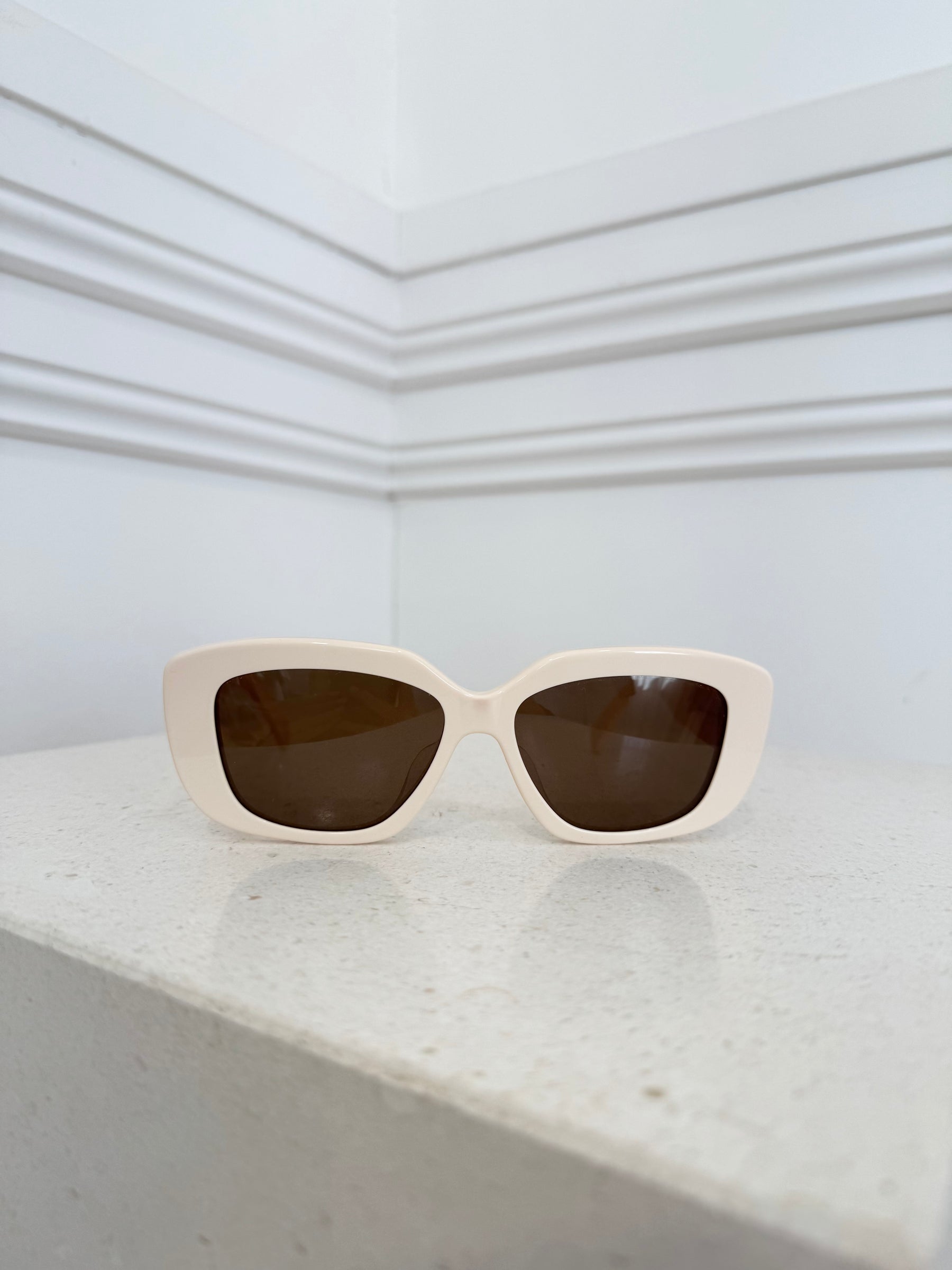 Celine Cream Rectangle Triomphe Sunglasses
