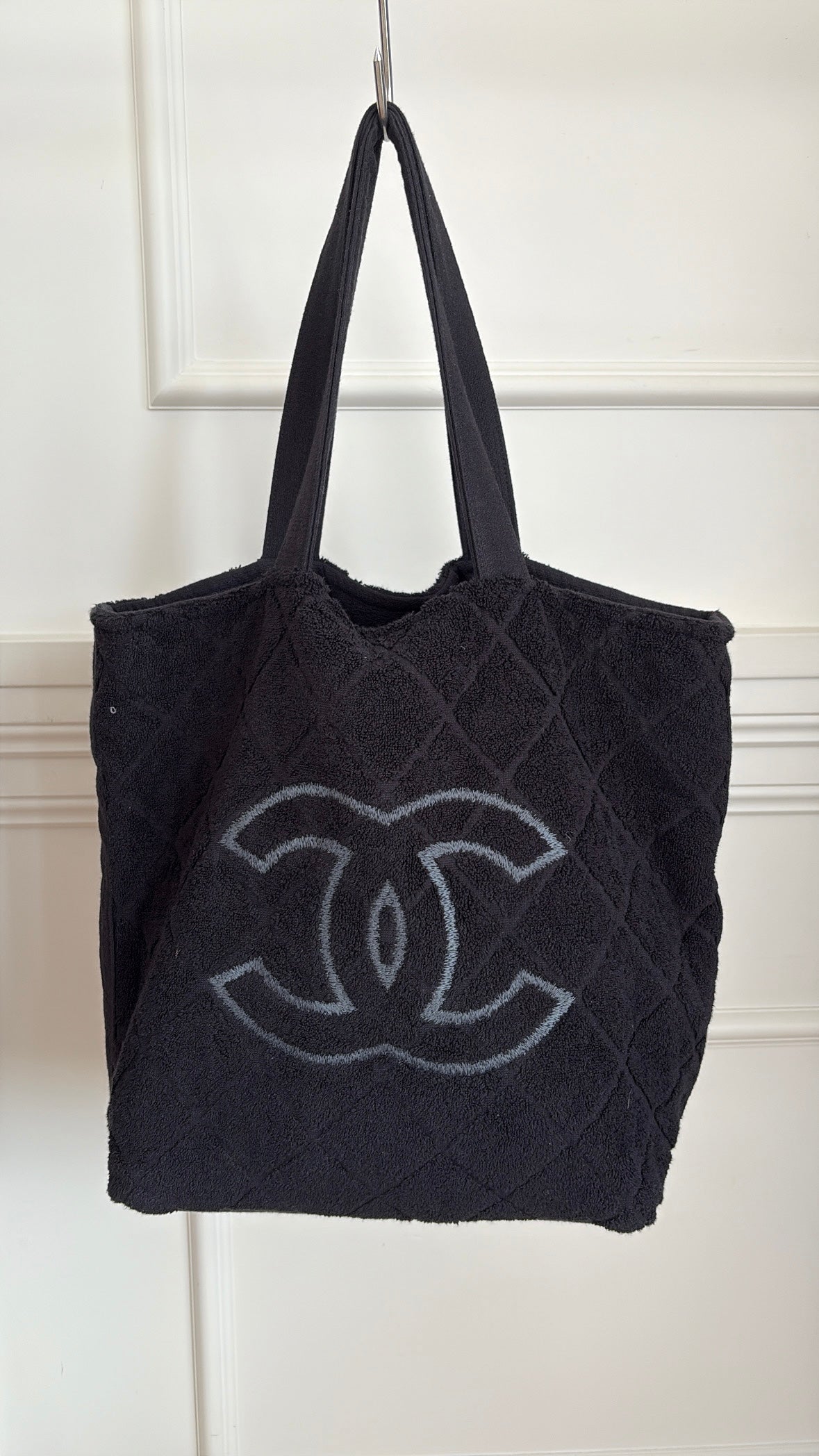 Chanel Black Terry Logo Tote and Towel SET
