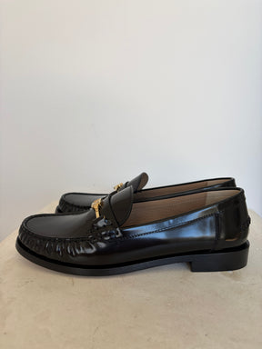 Ferragamo Leather Loafers With Logo Buckle, 7.5