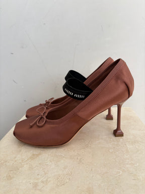 Miu Miu Satin Ballet Pump In Cacao, 38