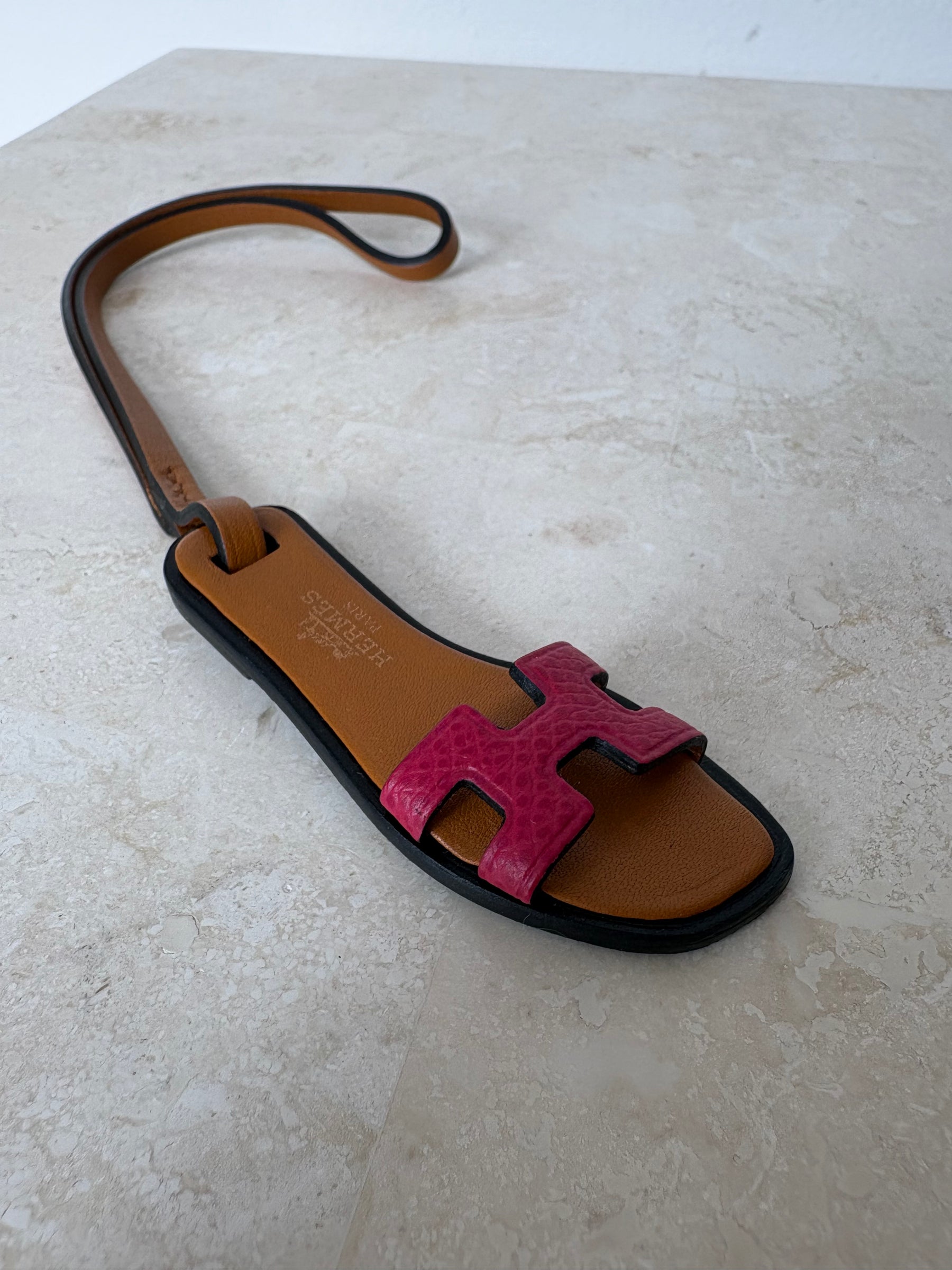 Hermès Brown and Pink Leather Oran Bag Charm