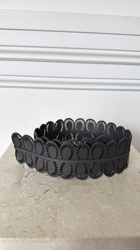 Zimmermann Grey Laser Cut Leather Tie Belt
