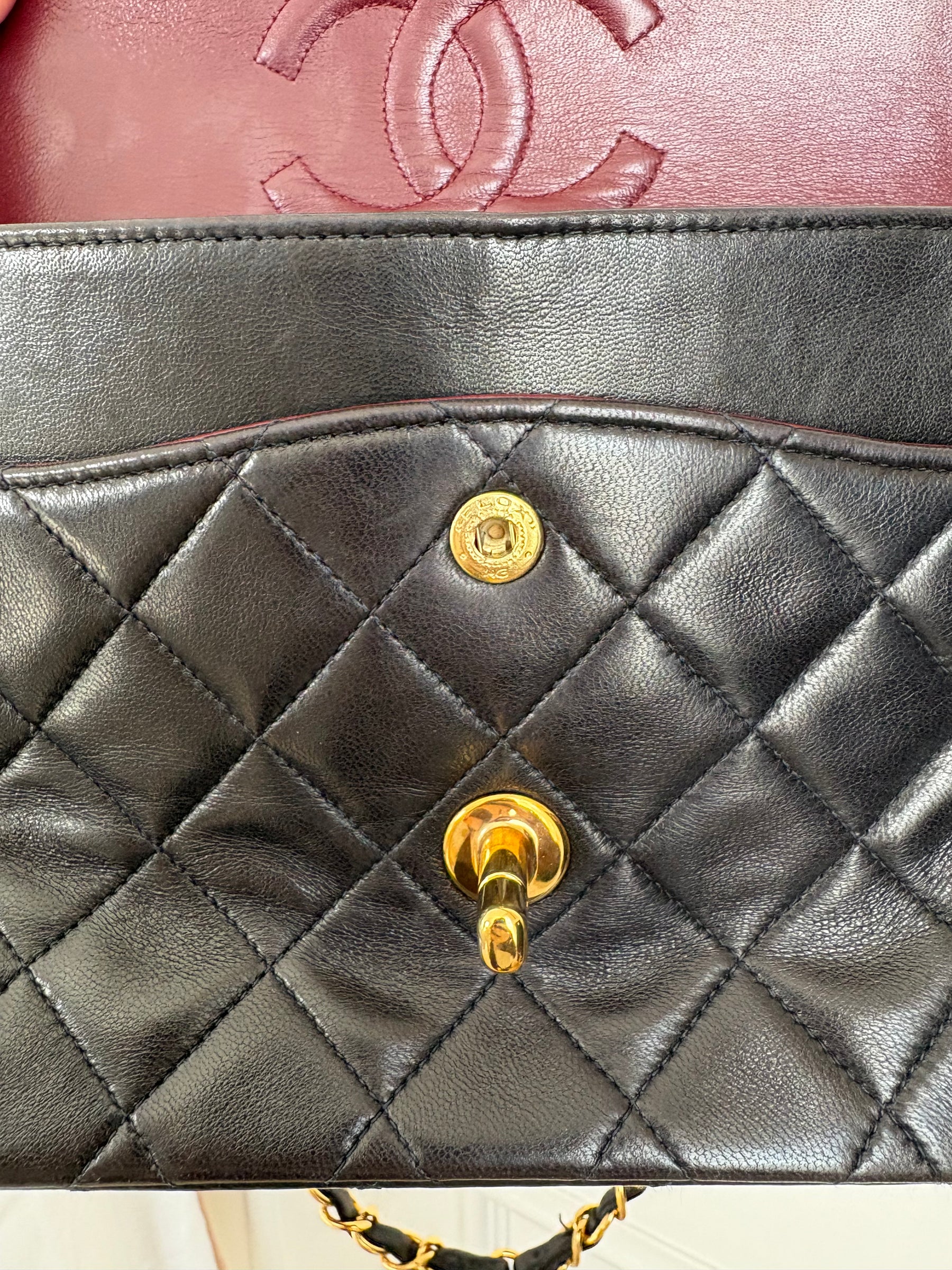 Chanel Dark Brown Lambskin Leather Medium Classic Flap