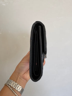 Chanel So Black Leather Chevron Quilted Square Wallet