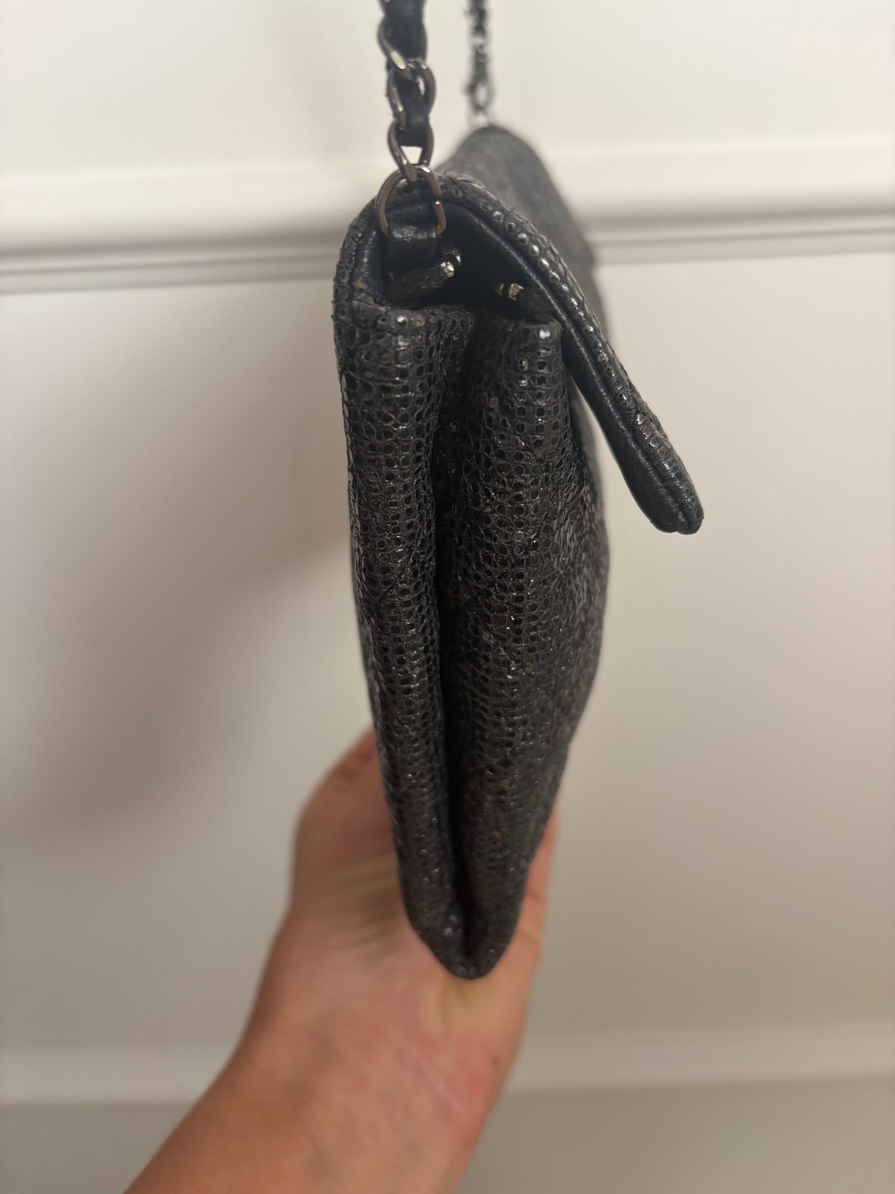 Chanel Black Coated Fabric Crossbody Pouch