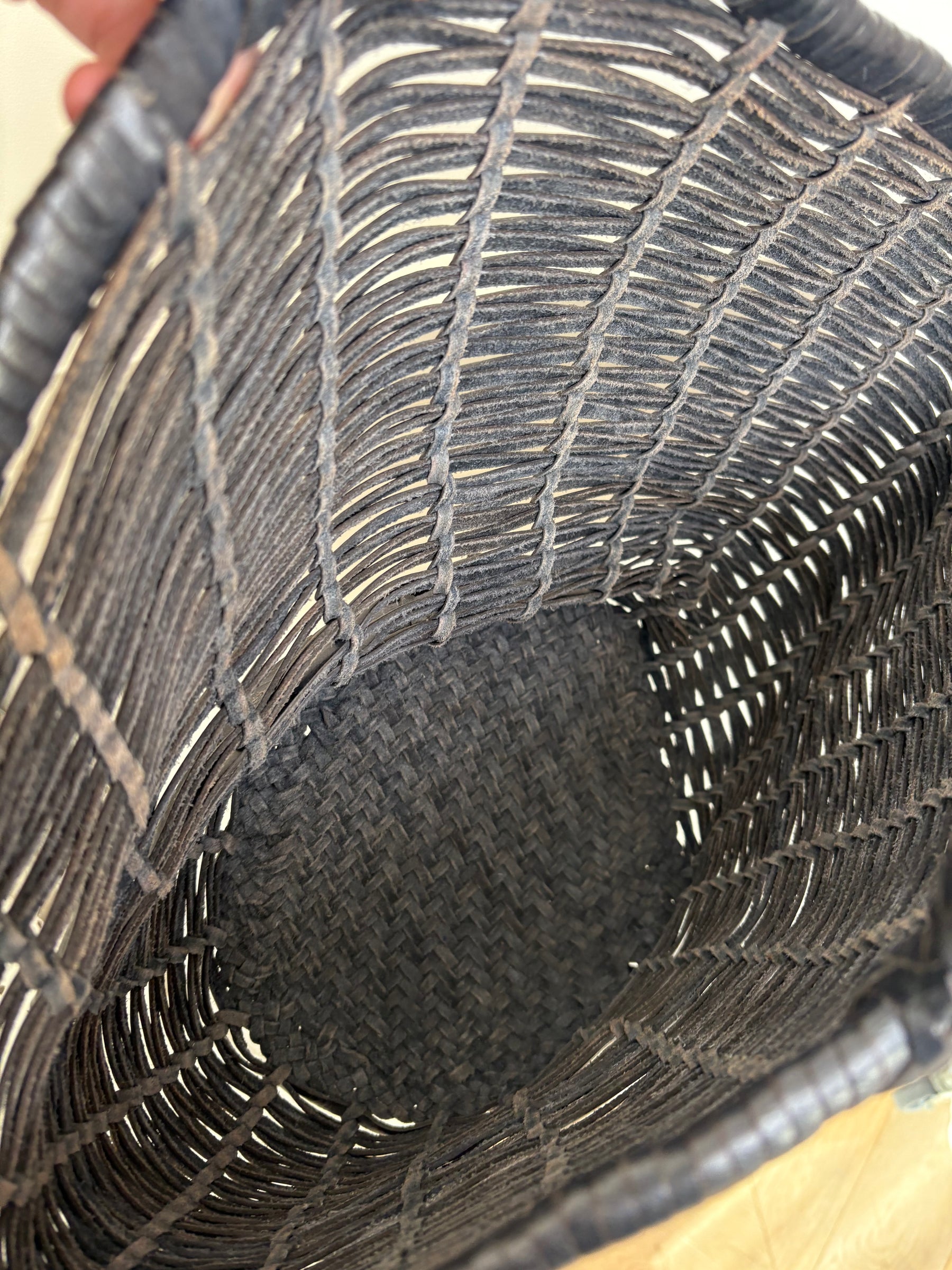 dragon diffusion Charcoal Woven Leather Basket Bag