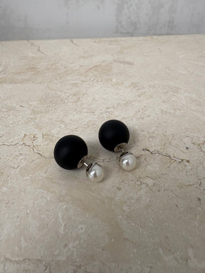 Dior Matte Black and Pearl Triables Earrings