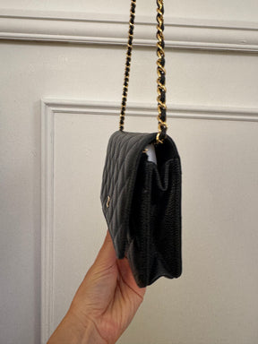 Chanel Black Caviar Leather Wallet On Chain