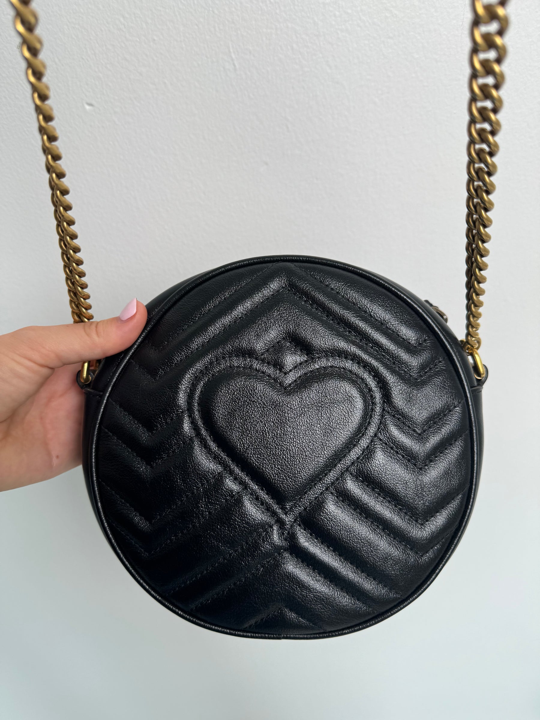 Gucci GG Marmont Round Leather Crossbody Bag