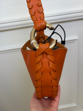 Chloe Orange Leather Braided Mate Crossbody Bag
